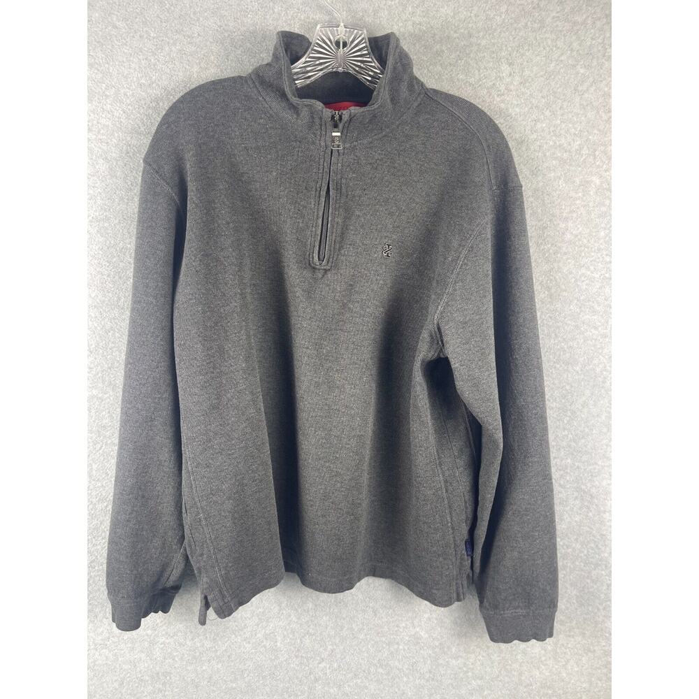IZOD 1/4 Zip Shirt Men's Size L Gray Pullover Sweater Preppy Golf